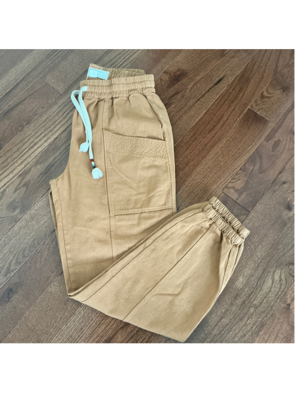 Women's SOL ANGELES Tan Joggers with White Drawstring S